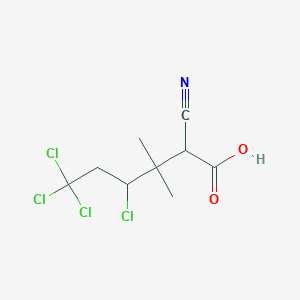 B8577219 4,6,6,6-Tetrachloro-2-cyano-3,3-dimethylhexanoic acid CAS No. 65676-17-7