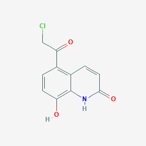 molecular formula C11H8ClNO3 B8577497 5-(Chloroacetyl)-8-hydroxy-2(1H)-quinolinone 