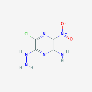 molecular formula C4H5ClN6O2 B8577526 5-Chloro-6-hydrazinyl-3-nitropyrazin-2-amine CAS No. 87591-70-6