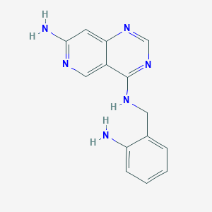 molecular formula C14H14N6 B8577654 4-N-[(2-aminophenyl)methyl]pyrido[4,3-d]pyrimidine-4,7-diamine 