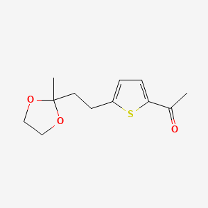 molecular formula C12H16O3S B8577769 1-{5-[2-(2-Methyl-1,3-dioxolan-2-yl)ethyl]thiophen-2-yl}ethan-1-one CAS No. 88961-91-5