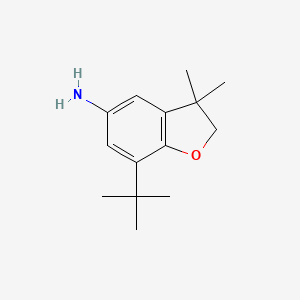 molecular formula C14H21NO B8577846 5-Amino-7-tert-butyl-2,3-dihydro-3,3-dimethylbenzofuran CAS No. 178322-43-5