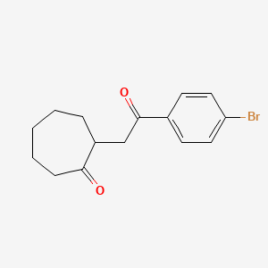 molecular formula C15H17BrO2 B8577888 2-[2-(4-Bromophenyl)-2-oxoethyl]cycloheptan-1-one CAS No. 62368-92-7