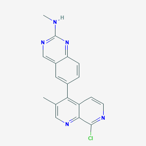 molecular formula C18H14ClN5 B8578223 6-(8-chloro-3-methyl-1,7-naphthyridin-4-yl)-N-methylquinazolin-2-amine 