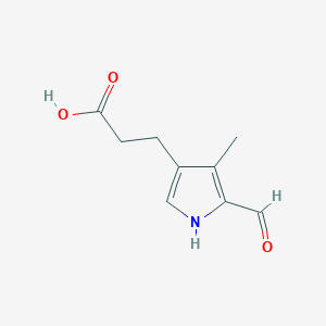 molecular formula C9H11NO3 B8578417 3-(5-formyl-4-methyl-1H-pyrrol-3-yl)propanoic acid 