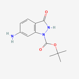 molecular formula C12H15N3O3 B8578433 6-Amino-3-oxo-2,3-dihydro-indazole-1-carboxylic acid tert-butyl ester 