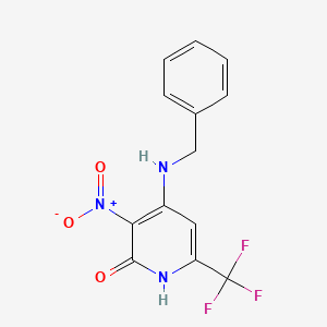 molecular formula C13H10F3N3O3 B8578578 4-(Benzylamino)-3-nitro-6-(trifluoromethyl)pyridin-2-ol CAS No. 947144-38-9