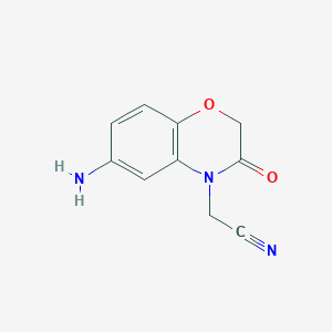 molecular formula C10H9N3O2 B8578618 2-(6-Amino-3-oxo-2,3-dihydro-4H-benzo[b][1,4]oxazin-4-yl)acetonitrile 