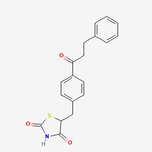 molecular formula C19H17NO3S B8578733 5-{[4-(3-Phenylpropanoyl)phenyl]methyl}-1,3-thiazolidine-2,4-dione CAS No. 125734-22-7