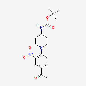 molecular formula C18H25N3O5 B8578859 tert-butyl N-[1-(4-acetyl-2-nitrophenyl)piperidin-4-yl]carbamate 