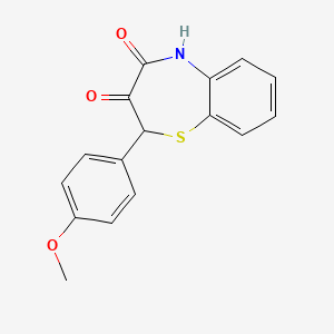 molecular formula C16H13NO3S B8578886 1,5-Benzothiazepine-3,4(2H,5H)-dione, 2-(4-methoxyphenyl)- CAS No. 97801-79-1