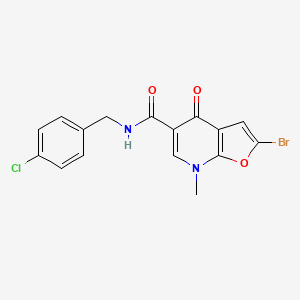 molecular formula C16H12BrClN2O3 B8578902 2-Bromo-N-(4-chlorobenzyl)-7-methyl-4-oxo-4,7-dihydrofuro[2,3-b]pyridine-5-carboxamide 