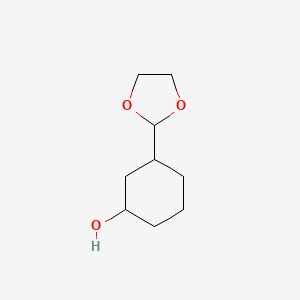 molecular formula C9H16O3 B8578940 3-(1,3-Dioxolan-2-yl)cyclohexanol 