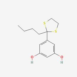molecular formula C13H18O2S2 B8579212 5-(2-Butyl-[1,3]dithiolan-2-yl)-benzene-1,3-diol 