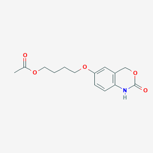 molecular formula C14H17NO5 B8579431 4-[(2-Oxo-1,4-dihydro-2H-3,1-benzoxazin-6-yl)oxy]butyl acetate CAS No. 89457-23-8