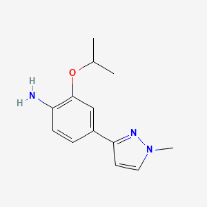 molecular formula C13H17N3O B8579657 4-(1-methyl-1H-pyrazol-3-yl)-2-(propan-2-yloxy)aniline 