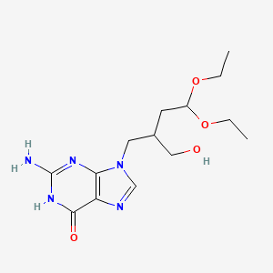 molecular formula C14H23N5O4 B8579676 2-Amino-9-(4,4-diethoxy-2-(hydroxymethyl)butyl)-9H-purin-6-ol 