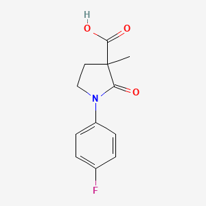 molecular formula C12H12FNO3 B8579908 1-(4-Fluorophenyl)-3-methyl-2-oxopyrrolidine-3-carboxylic acid 