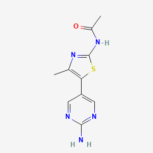 molecular formula C10H11N5OS B8580002 N-[5-(2-aminopyrimidin-5-yl)-4-methyl-1,3-thiazol-2-yl]acetamide 