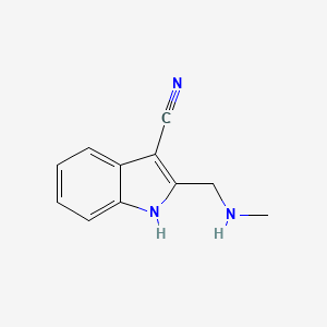 molecular formula C11H11N3 B8580090 2-methylaminomethyl-1H-indole-3-carbonitrile 