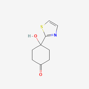 molecular formula C9H11NO2S B8580143 4-Hydroxy-4-thiazol-2-yl-cyclohexanone 
