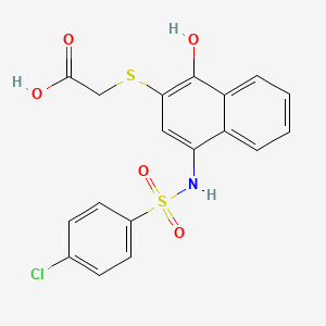 molecular formula C18H14ClNO5S2 B8580459 [(4-{[(4-Chlorophenyl)sulfonyl]amino}-1-hydroxy-2-naphthyl)thio]acetic acid 