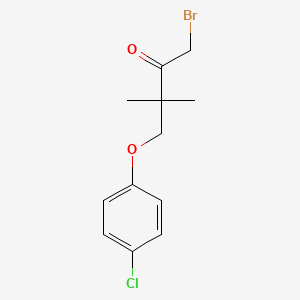 molecular formula C12H14BrClO2 B8580561 1-Bromo-4-(4-chlorophenoxy)-3,3-dimethylbutan-2-one CAS No. 80783-24-0