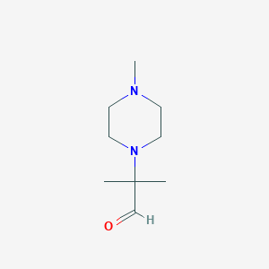 molecular formula C9H18N2O B8581077 2-Methyl-2-(4-methylpiperazin-1-yl)propanal 