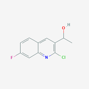 molecular formula C11H9ClFNO B8581157 1-(2-Chloro-7-fluoroquinolin-3-yl)ethanol 