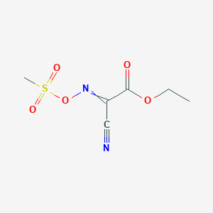molecular formula C6H8N2O5S B8581169 Ethyl cyano{[(methanesulfonyl)oxy]imino}acetate CAS No. 54769-21-0