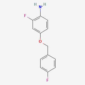 molecular formula C13H11F2NO B8581276 2-Fluoro-4-(4-fluoro-benzyloxy)-phenylamine 