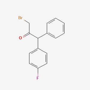 molecular formula C15H12BrFO B8581343 3-Bromo-1-(4-fluorophenyl)-1-phenylpropan-2-one CAS No. 53780-23-7