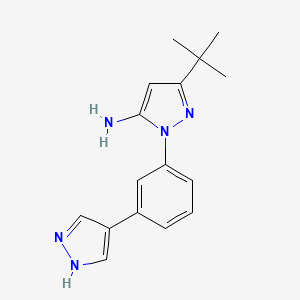 molecular formula C16H19N5 B8581350 1-(3-(1H-pyrazol-4-yl)phenyl)-3-t-butyl-1H-pyrazol-5-amine 