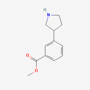 molecular formula C12H15NO2 B8581377 Methyl 3-(pyrrolidin-3-YL)benzoate 