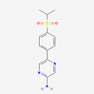 molecular formula C13H15N3O2S B8581379 5-(4-(Isopropylsulfonyl)phenyl)pyrazin-2-amine 