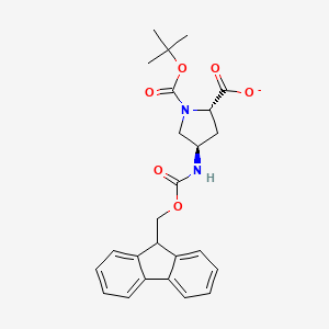 molecular formula C25H27N2O6- B8581406 (2S,4R)-Fmoc-4-Amino-1-Boc-Pyrrolidine-2-Carboxylic Acid 