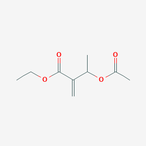 molecular formula C9H14O4 B8581426 Butanoic acid, 3-(acetyloxy)-2-methylene-, ethyl ester CAS No. 84184-60-1