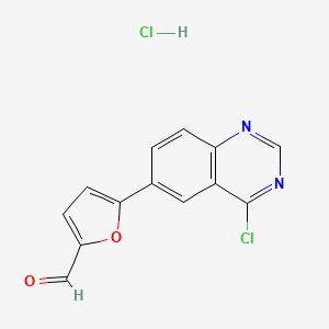 molecular formula C13H8Cl2N2O2 B8581504 5-(4-Chloroquinazolin-6-yl)furan-2-carbaldehyde hydrochloride 
