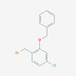 molecular formula C14H12BrClO B8581566 1-(Bromomethyl)-4-chloro-2-[(phenylmethyl)oxy]benzene 