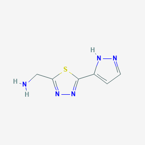 molecular formula C6H7N5S B8581663 1-[5-(1H-pyrazol-5-yl)-1,3,4-thiadiazol-2-yl]methanamine 