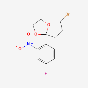 molecular formula C12H13BrFNO4 B8581783 2-(3-Bromopropyl)-2-(4-fluoro-2-nitrophenyl)-1,3-dioxolane CAS No. 62513-50-2