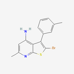 molecular formula C15H13BrN2S B8582005 2-Bromo-6-methyl-3-(3-methylphenyl)thieno[2,3-b]pyridin-4-amine 