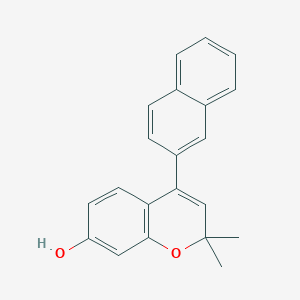 molecular formula C21H18O2 B8582065 2,2-Dimethyl-4-(naphthalen-2-yl)-2H-1-benzopyran-7-ol CAS No. 62550-67-8