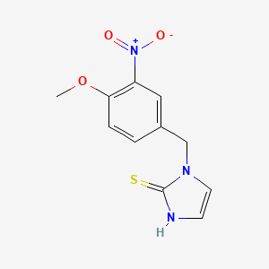 molecular formula C11H11N3O3S B8582073 1-[(4-Methoxy-3-nitrophenyl)methyl]-1,3-dihydro-2H-imidazole-2-thione CAS No. 101913-05-7