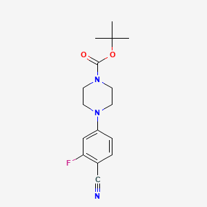 molecular formula C16H20FN3O2 B8582328 4-(3-Fluoro-4-cyanophenyl)piperazine-1-carboxylic acid tert-butyl ester 