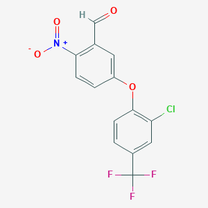 molecular formula C14H7ClF3NO4 B8582728 5-[2-Chloro-4-(trifluoromethyl)phenoxy]-2-nitrobenzaldehyde CAS No. 80175-36-6