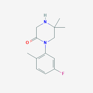 molecular formula C13H17FN2O B8582806 5,5-Dimethyl-1-(5-fluoro-2-methylphenyl)piperazin-2-one 
