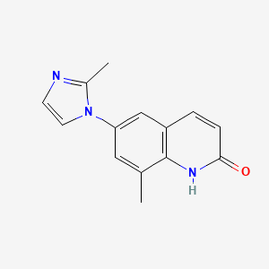 molecular formula C14H13N3O B8582929 8-Methyl-6-(2-methyl-1H-imidazol-1-yl)quinolin-2(1H)-one CAS No. 102791-39-9