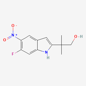 molecular formula C12H13FN2O3 B8583141 2-(6-fluoro-5-nitro-1H-indol-2-yl)-2-methylpropan-1-ol 