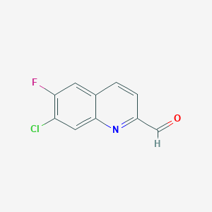 molecular formula C10H5ClFNO B8583490 7-Chloro-6-fluoro-2-formylquinoline CAS No. 165111-34-2